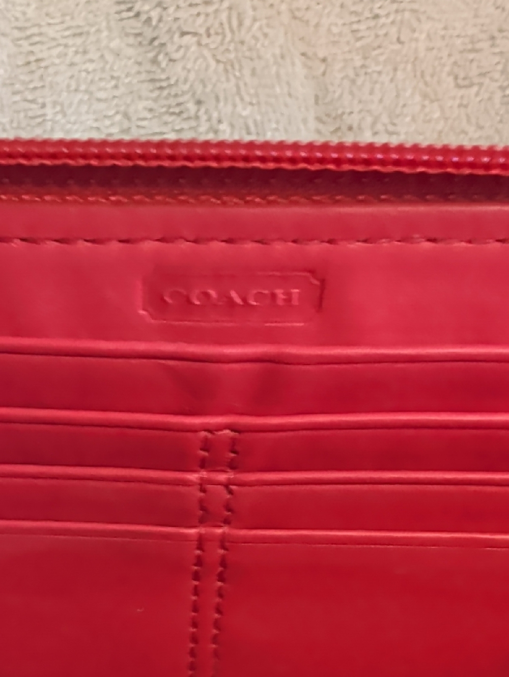 Coach Pink Signature Canvas Wristlet with Coral Trim - Picture 4 of 4